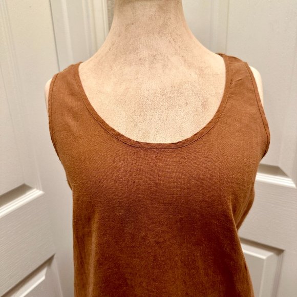 Chic Chico's Design 100% Linen Sleeveless Brown Midi Dress Size 1( USA M/8) - Picture 2 of 12